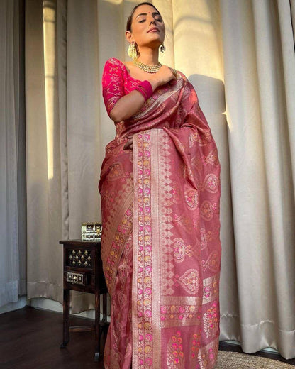 "Twilight Blossom: The Ethereal Lavender and Pink Saree"