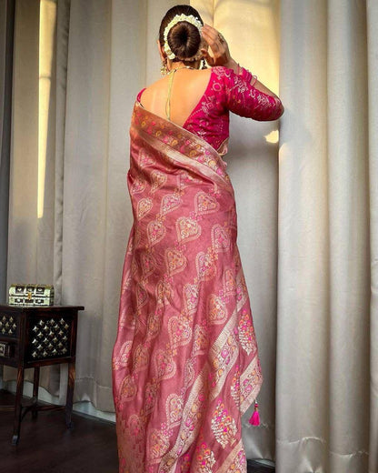 "Twilight Blossom: The Ethereal Lavender and Pink Saree"