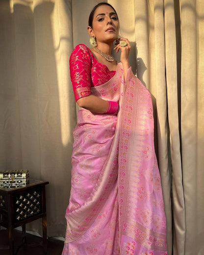 "Twilight Blossom: The Ethereal Lavender and Pink Saree"