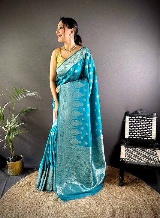 "Indigo Illusion: The Radiant Blue Saree"