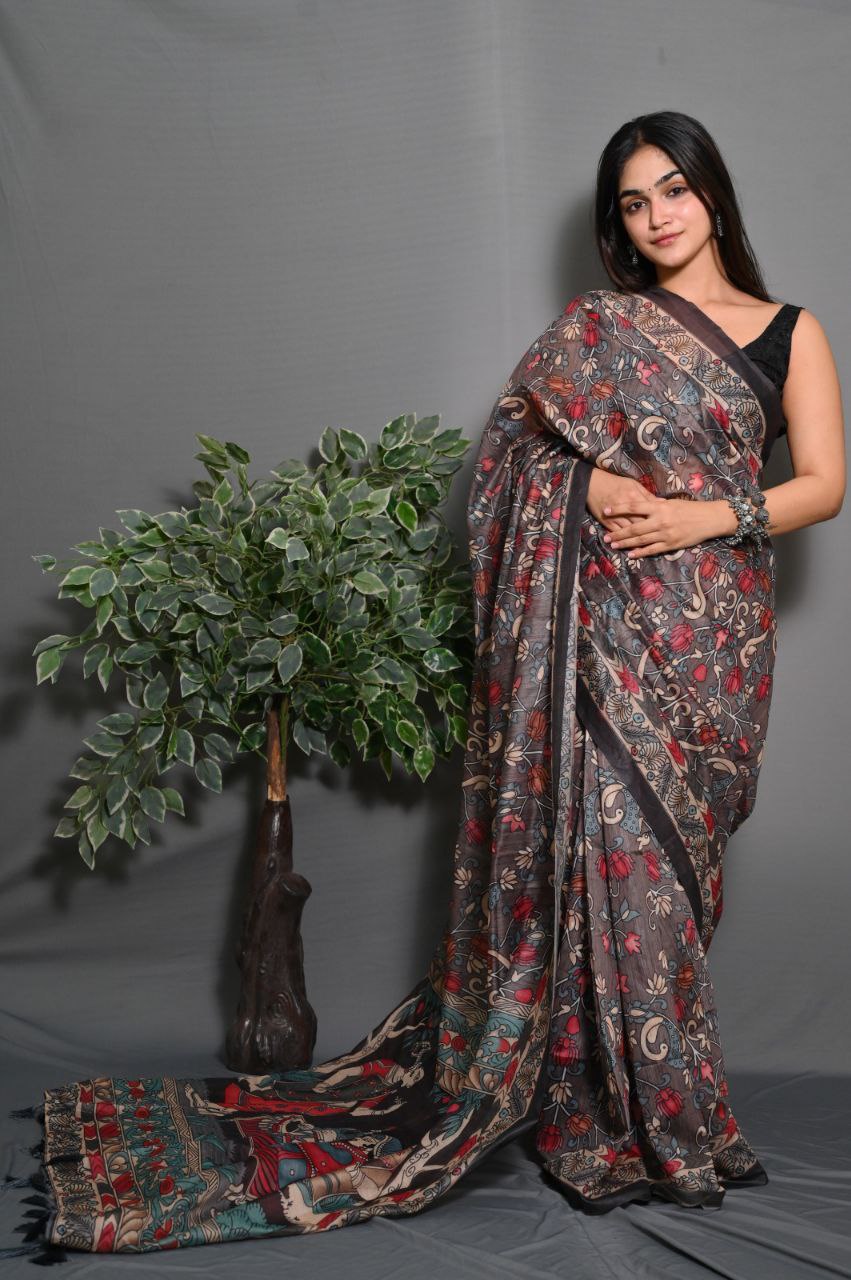 "Garden Reverie: The Charming Green Saree"