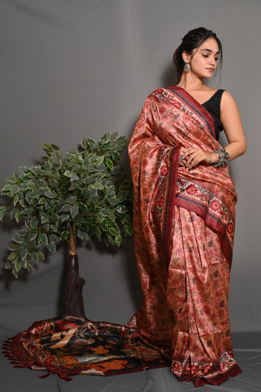 "Garden Reverie: The Charming Green Saree"