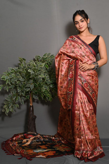 "Garden Reverie: The Charming Green Saree"