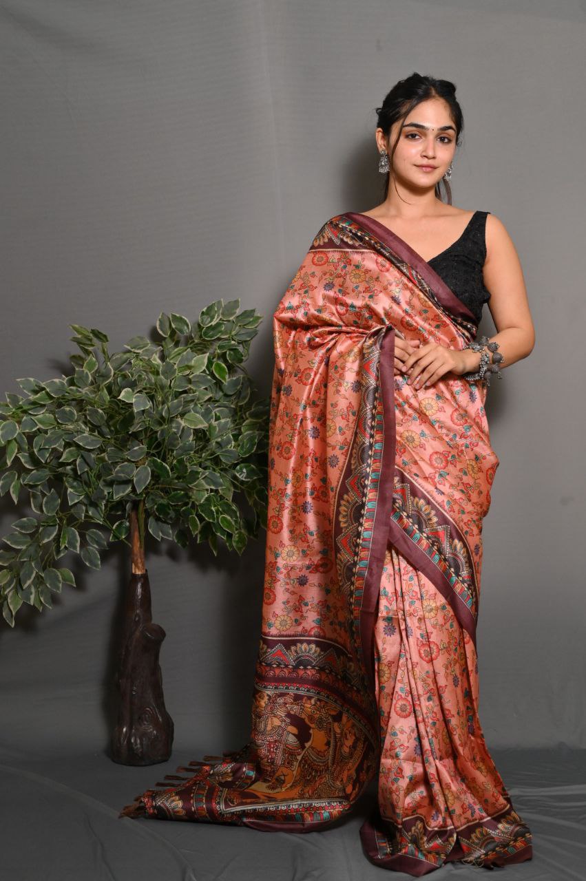 "Garden Reverie: The Charming Green Saree"