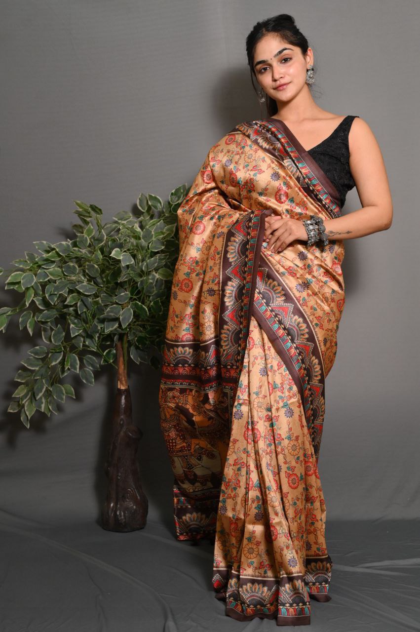 "Garden Reverie: The Charming Green Saree"