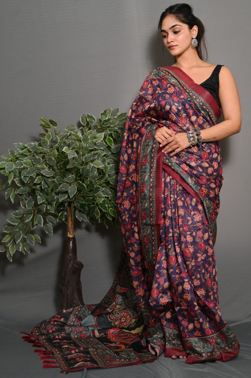 "Garden Reverie: The Charming Green Saree"