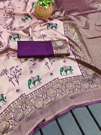 "Emerald Tusk: The Opulent Mustard Saree"