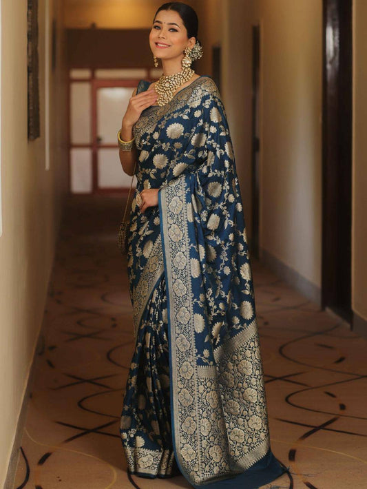 "Azure Elegance: The Enchanting Sky Blue Saree"