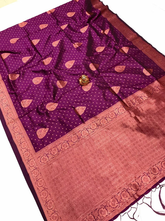 "Imperial Purple: The Elegant Copper Zari Paithani Silk saree"