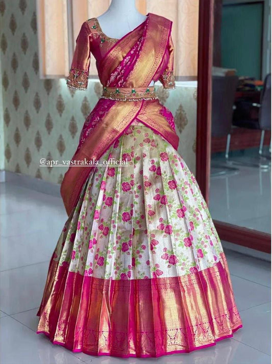 "Blossoming Beauty Banarasi Silk Saree: A Floral Extravaganza"